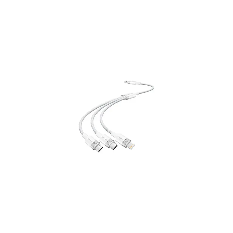 USB 2.0 A to 3in1 3A cable Vention CTPWG 1.5M (white)
